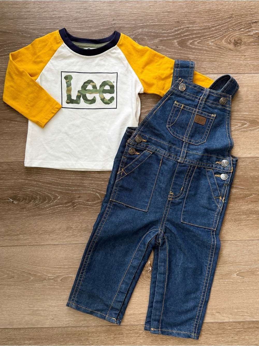 Lee Baby 2-Piece Denim Overalls & Raglan Tee Set 6–9M